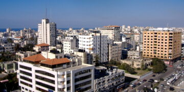 An aerial view of Gaza City