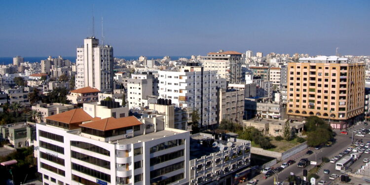 An aerial view of Gaza City
